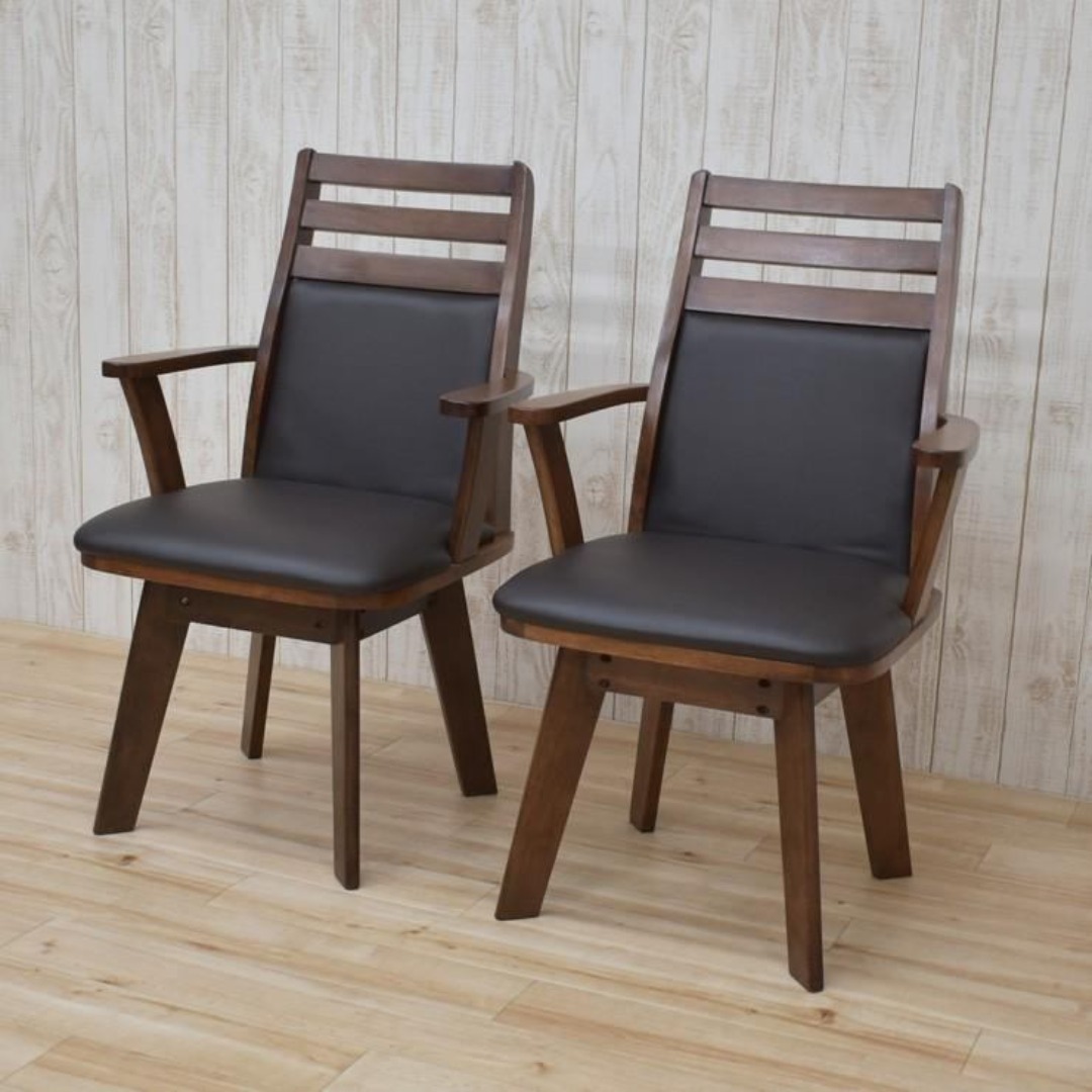 TR DC SC 4脚 アームチェア 回転式 ブラウン＊ブラック ハイバックの