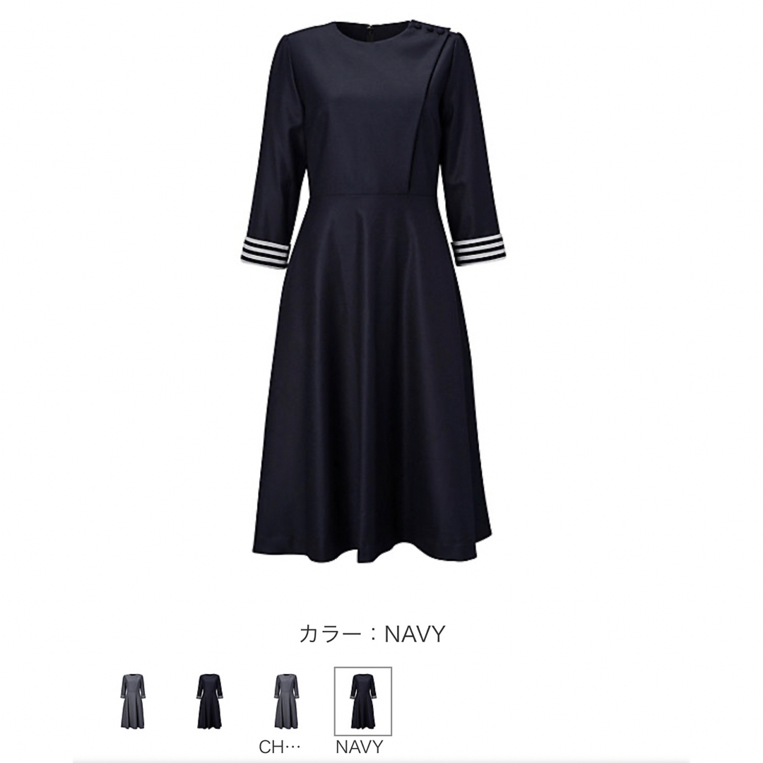 最終価格】W FRONT WOOL DRESS ネイビー 38