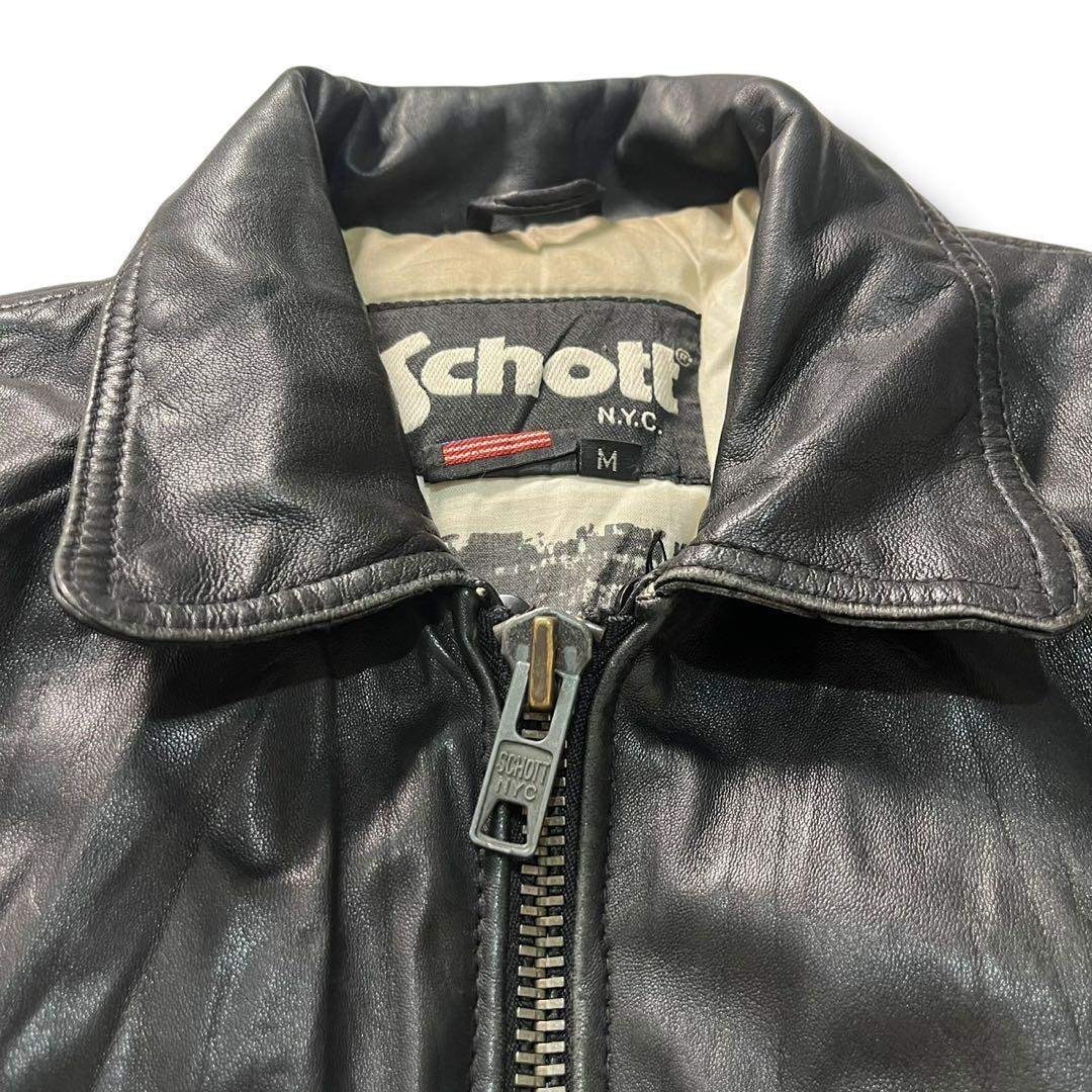 Schott ボンバージャケット レディース ラムレザー M 黒 古着 00s