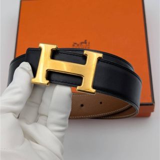 HERMES - HERMES エルメス ベルト《ケリー》18 黒 ピンクゴールド金具