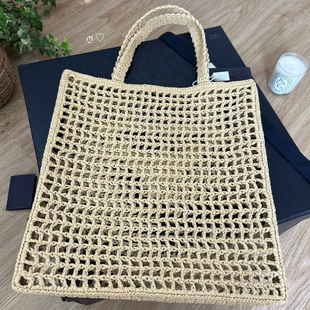 PRADA - 新品 PRADAプラダ クロシェトートバッグ1BG393 カゴ ラフィア