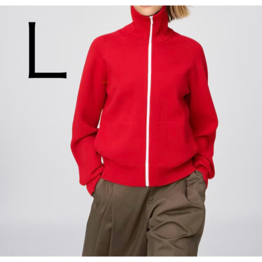 UNIQLO - 【新品】UNIQLO C ミラノリブフルジップカーディガン レッド