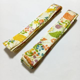 紬の半幅帯 正絹 伝承工芸花園紬 名匠秀逸極上織紬 長尺リバーシブル