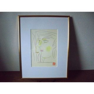 日本画 墨絵 水墨画 肉筆原画《 ファーの少女 》の通販 by むぅしかの