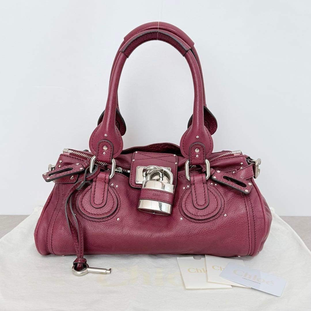 Chloe - 美品 Chloe クロエ パディントン ハンドバッグ 南京錠 ワイン