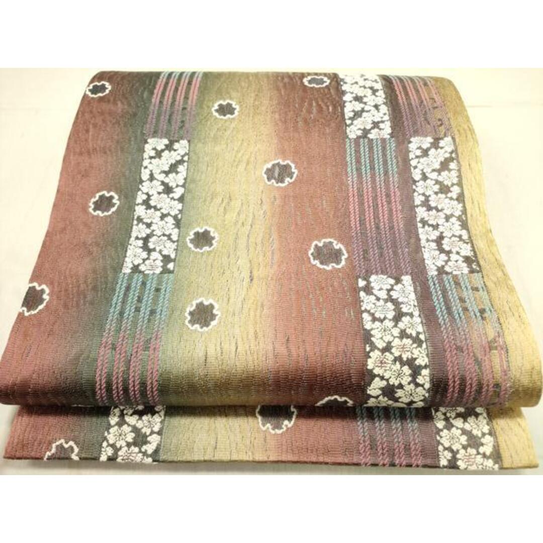 平和屋着物○六通柄袋帯 唐織 芭蕉系バンブー和紙織 舞桜 正絹 逸品 未