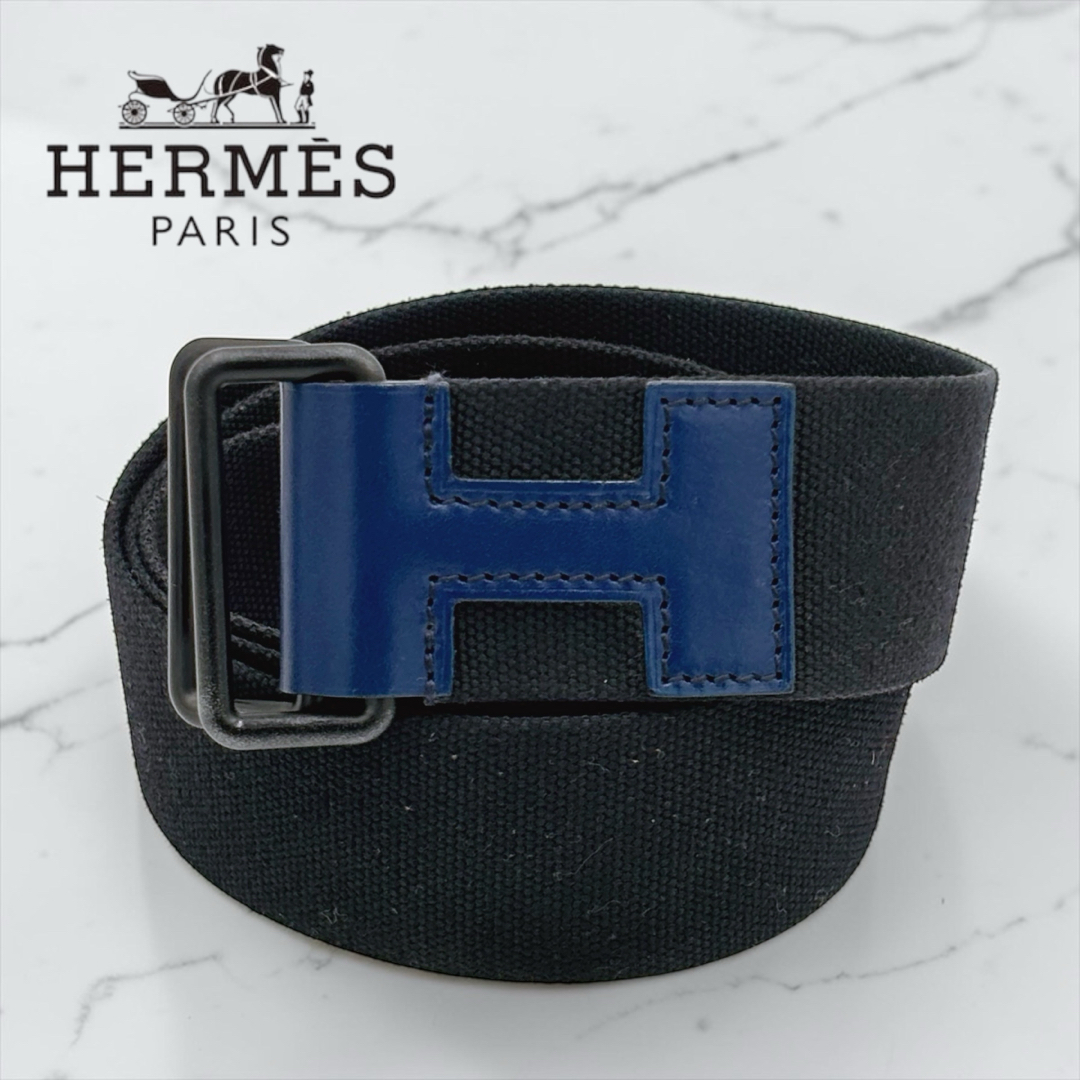 HERMES - HERMESエルメス ノマド40 キャンバス×レザー ベルト ブラック