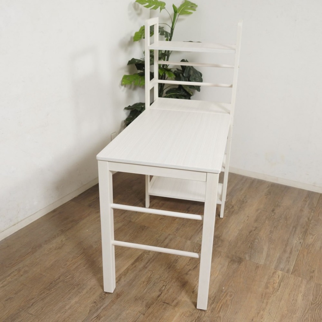 新品】ラック付きデスク 可動式棚 幅105cm 収納 多用途 ホワイト