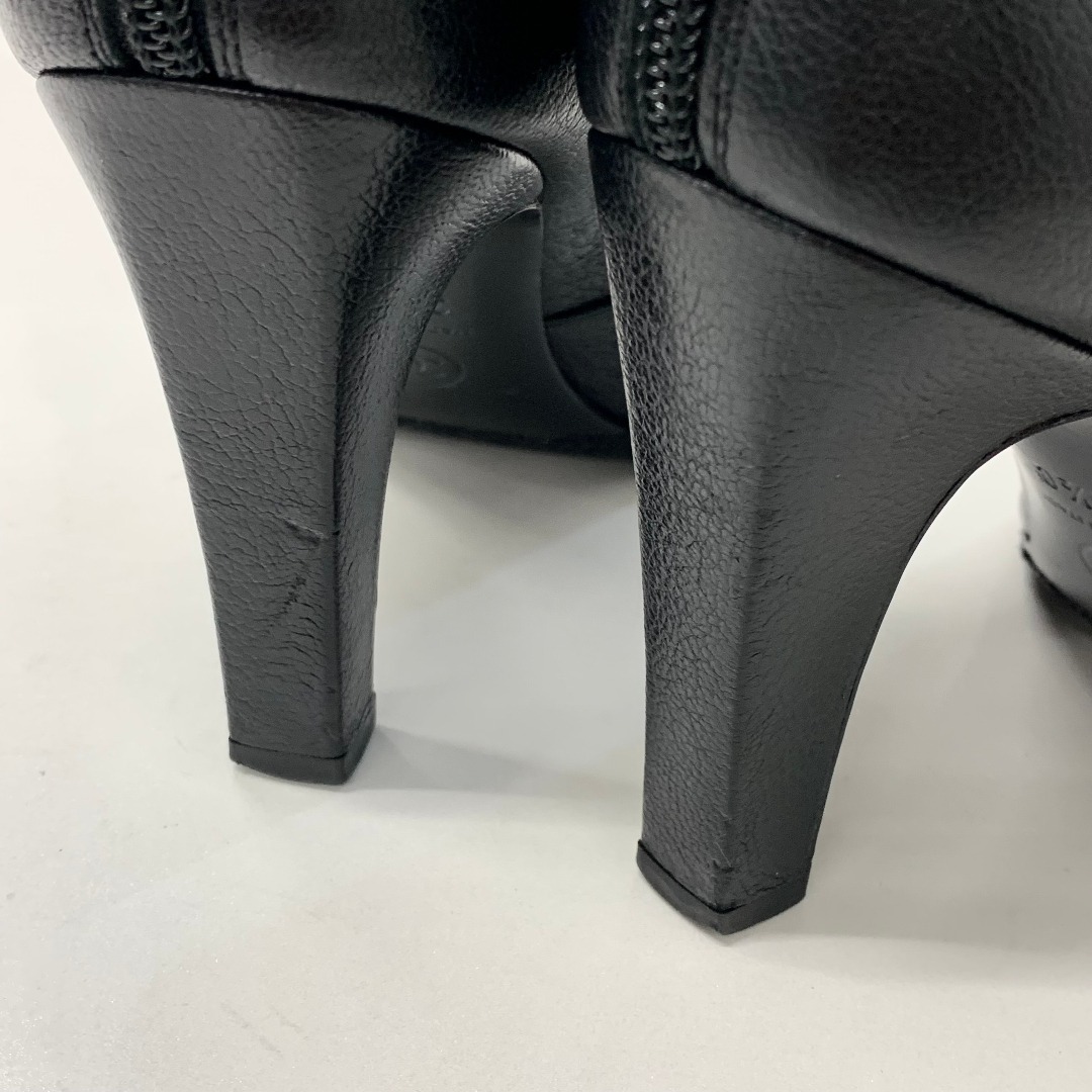 CHANEL - M13027 シャネル ココマーク リボン レザー ベロア ショート