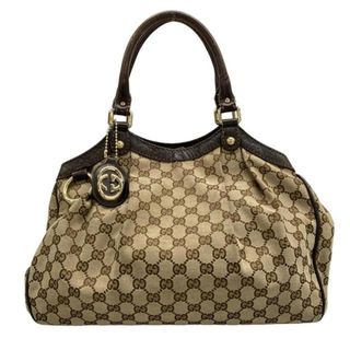 GUCCI - GUCCI グッチ ベージュ ブラウン ゴールド金具 GGキャンバス