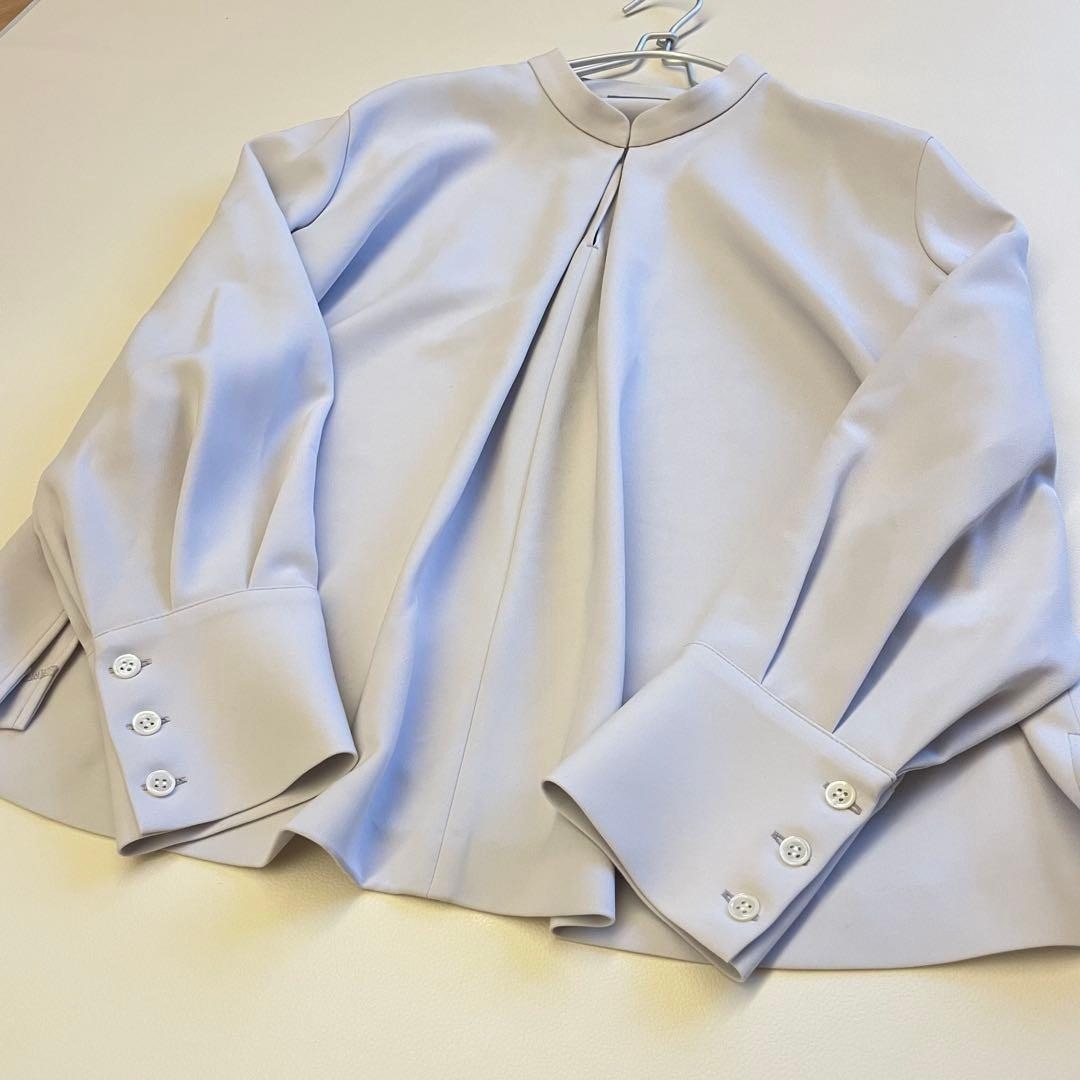 25モデル✨セオリーリュクス サテン バンドカラー ブラウス 比翼