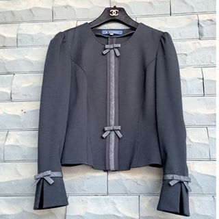 M'S GRACY - エムズグレイシー ハート柄 リボン ノーカラージャケット