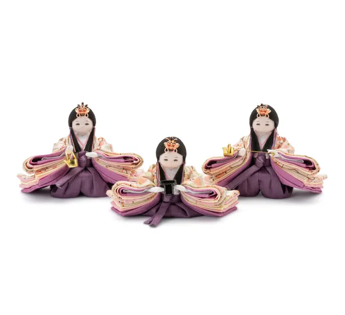 雛人形「まいまい 三人官女 衣装着・うめ東風」｜雛人形の通販 ふらここ