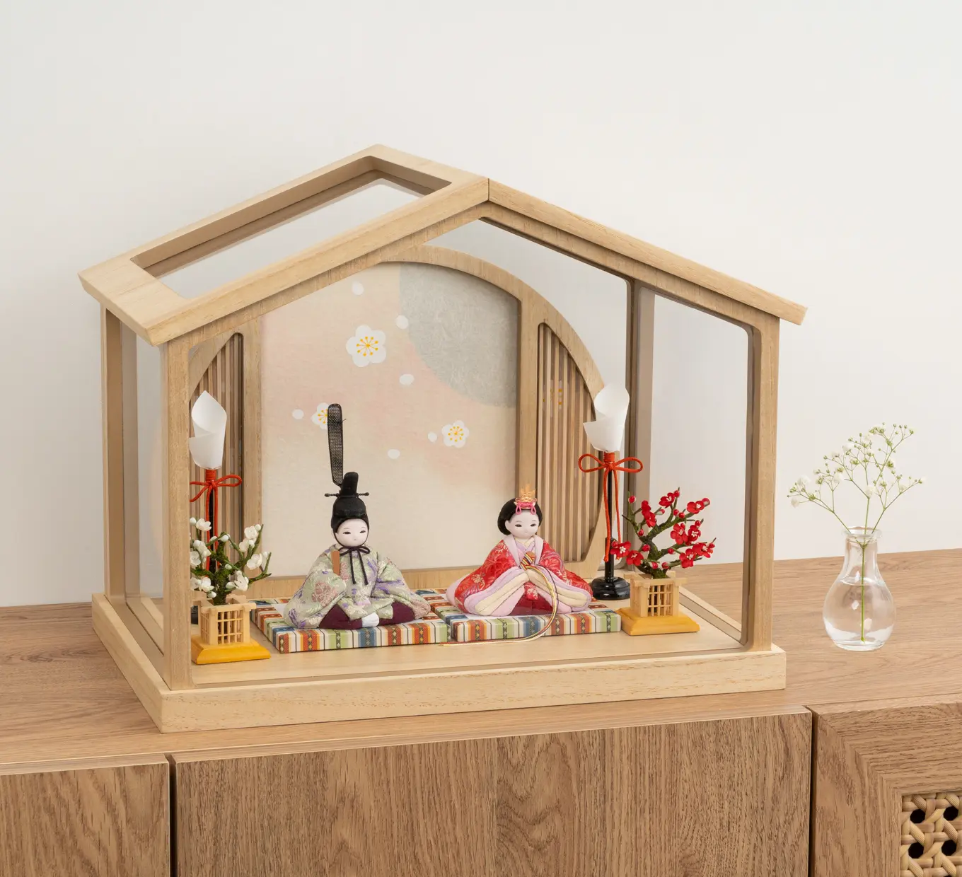 雛人形「れいれい 相鳥花菱文・桃色（組み立てケース入）」｜雛人形の