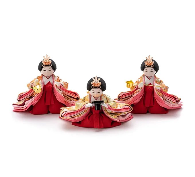 雛人形「さらさら 三人官女 衣装着・菱華紋」｜雛人形の通販 ふらここ