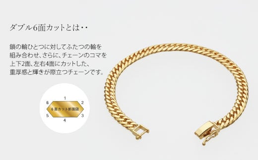 ブレスレット 金 K18 ダブル六面喜平ブレスレット 20cm 20g 造幣局検定