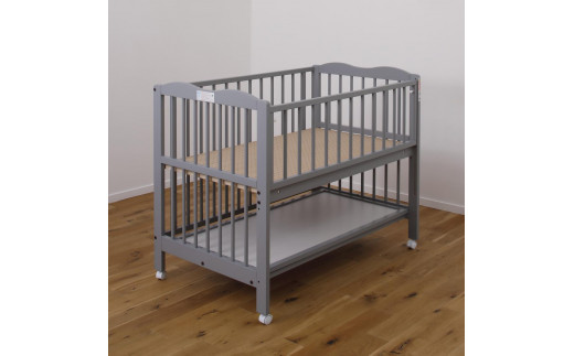 ハイタイプ＆スライド収納棚付きベビーベッド『アン（ライトグレー色
