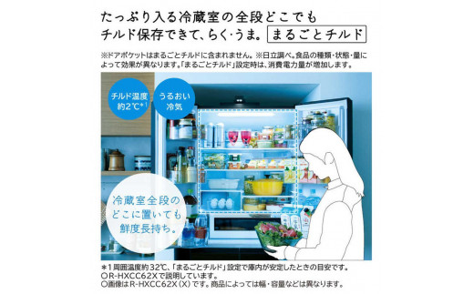 日立 冷蔵庫【標準設置費込み】 HWCタイプ 6ドア フレンチドア