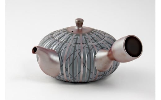 萬古焼（ばんこやき）】希少 萬古の匠・清水醉月（すいげつ）縞文茶器