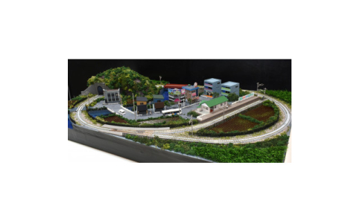 Nゲージ 鉄道ジオラマレイアウト 90×60cm 単線 引込駅のある街並み