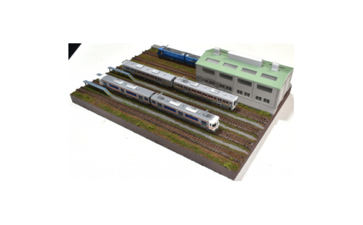 Nゲージ用 鉄道模型用ジオラマ展示台 37×26cm 複線機関庫付き6線ヤード