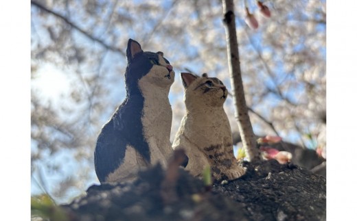 手づくり木彫りお座りねこ【キジトラ】 - 三重県伊賀市｜ふるさと