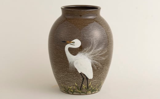 G231p 〈現川焼臥牛窯〉白鷺文花瓶 - 長崎県佐世保市｜ふるさと
