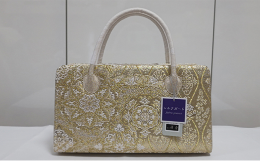 和装バッグ 利休バッグ あおりバッグ ゴールド 華紋柄 お着物に お茶席