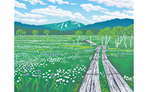 小暮真望 シルクスクリーン版画 （尾瀬の郷親善大使）風光 / 群馬県