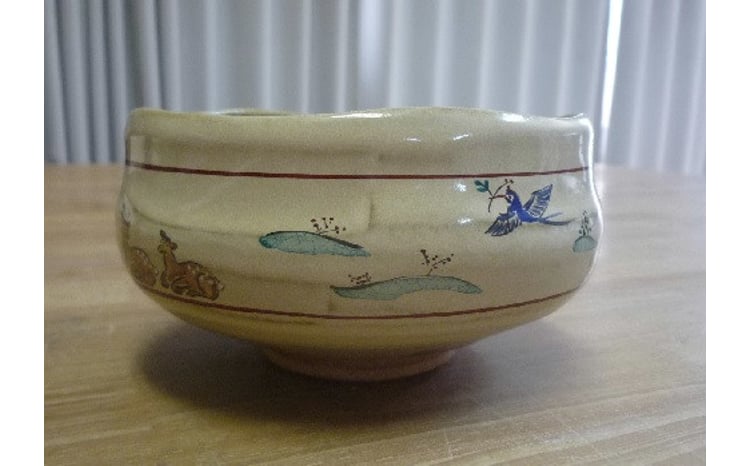 赤膚焼大塩昭山 奈良絵抹茶茶碗 茶わん なら絵 奈良県 奈良市 C-30