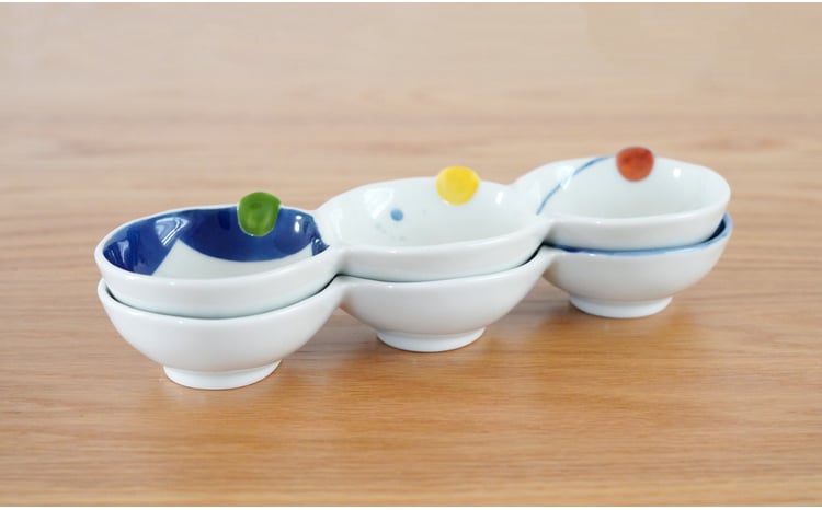 有田焼 3連皿 2枚セット【藍土】 皿 おしゃれ 器 食器 30000円 3万円