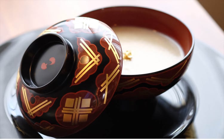 秀衡塗「煮物椀（雲紋・黒内古代朱）」10客 / 漆器 お椀 吸い物椀 煮物