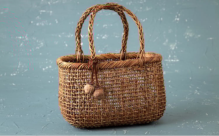 若畑創作館「あけび蔓 透かし編み籠バッグ」（小） - 岩手県西和賀町