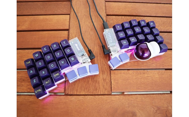 白】トラックボール付き40%左右分割キーボードキット Keyball39 自作