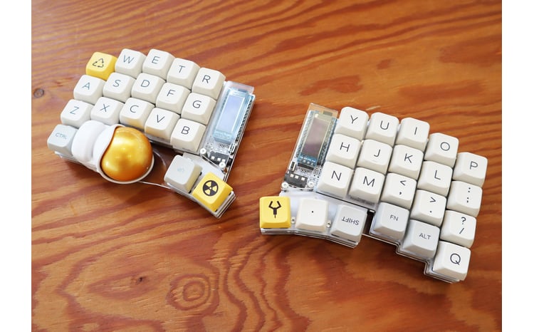 白】トラックボール付き40%左右分割キーボードキット Keyball39 自作