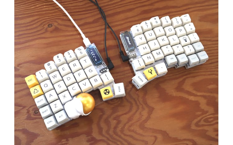 白】トラックボール付き60%左右分割キーボードキット Keyball61 自作