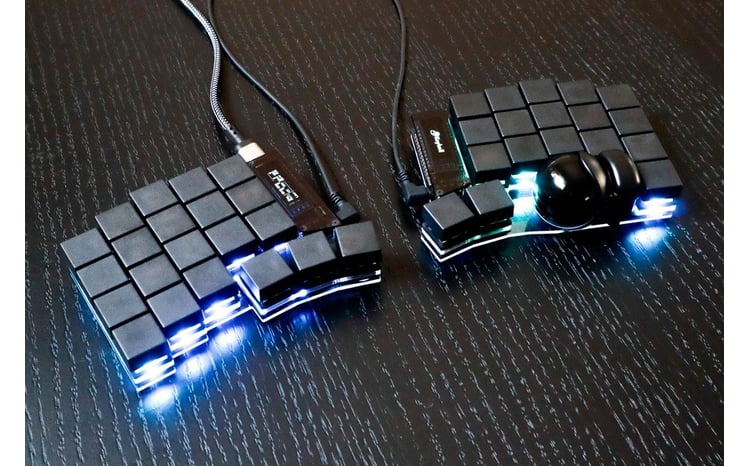 黒】トラックボール付き40%左右分割キーボードキット Keyball39 自作