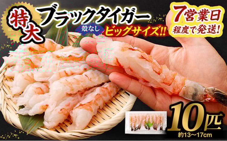 特大 ブラックタイガー 殻なし ビッグサイズ （10匹） 【入金確認後7