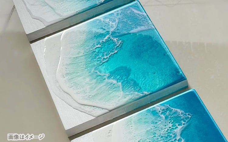 レジンアート 『波のキャンバス』 海アート 3連ミニキャンバス SSM