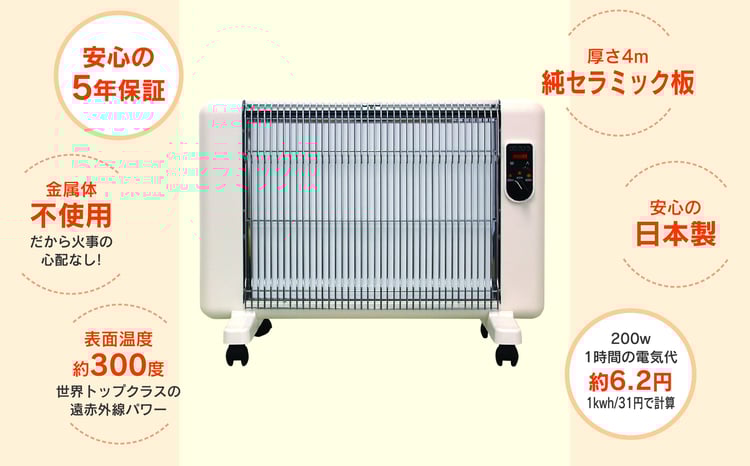 遠赤外線輻射式暖房器サンラメラ 600w型 Mホワイト - 群馬県みどり市