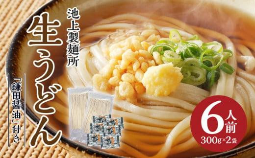 本家 池上製麺所 生うどん（鎌田醤油付）2袋（6人前）｜うどん 生麵