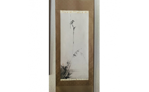 宮本武蔵筆 枯木鳴鵙図(掛軸・複製) 和泉市久保惣記念美術館所蔵