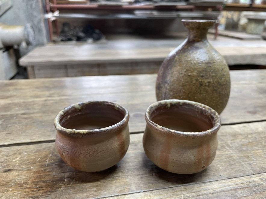 斜里窯 酒器揃い 灰被り徳利 ぐい飲み 斜里窯 酒器揃い 灰被り徳利