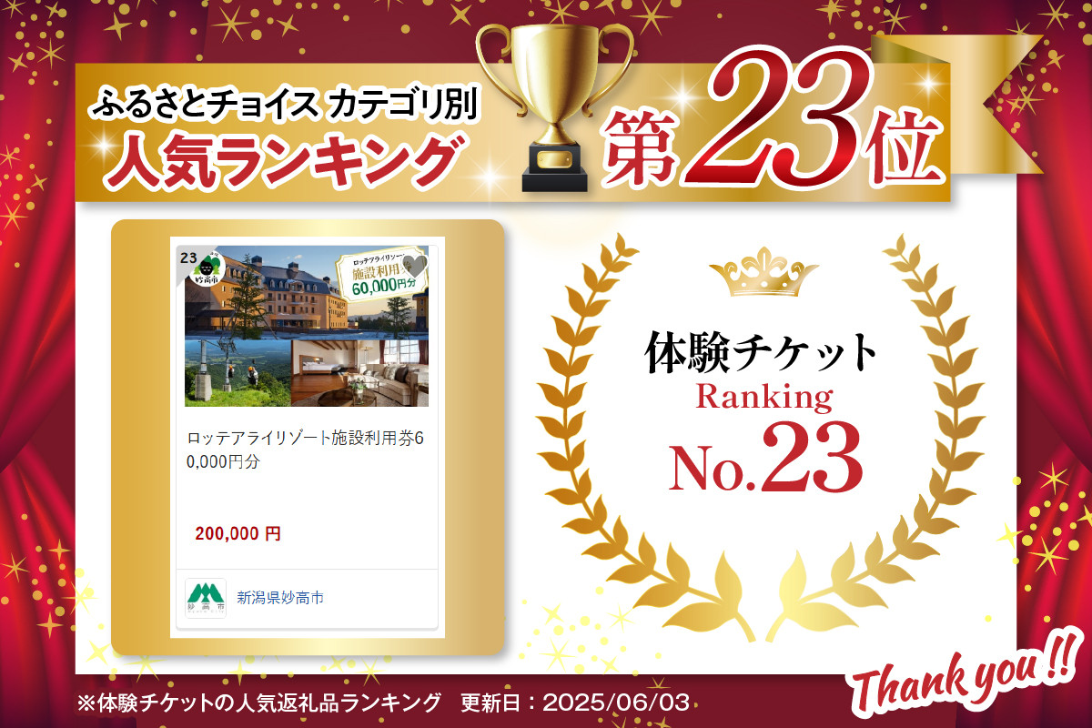 ロッテアライリゾート施設利用券60,000円分 - 新潟県妙高市｜ふるさと