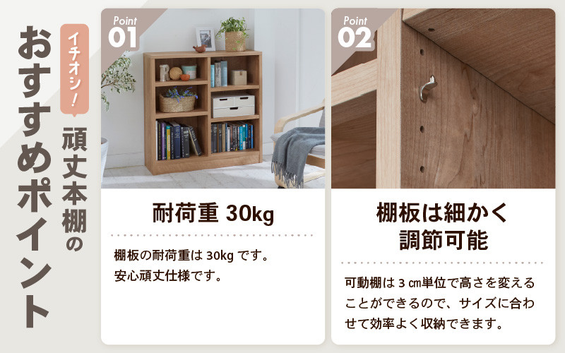 GH-L90JN 頑丈本棚 幅90cm ブラウン（ロータイプ）たっぷり安心して