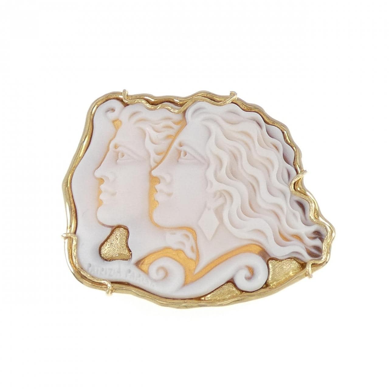 プラチナpm900 枠 K14WGブローチ カメオ パトリシア パルラティ