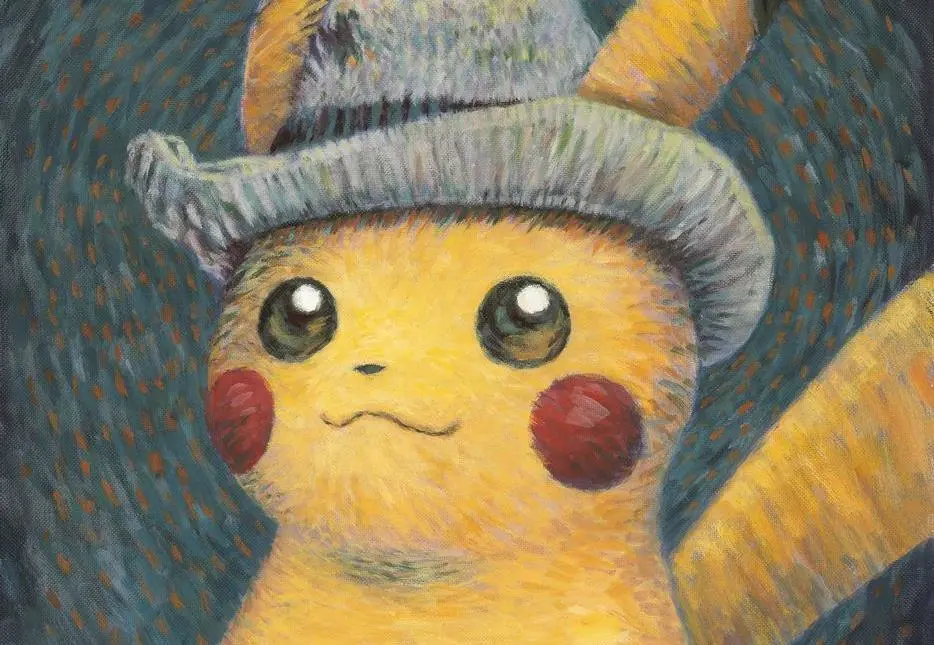 超希少」ゴッホピカチュウ キャンバスアート 金色木製フレーム付き 超