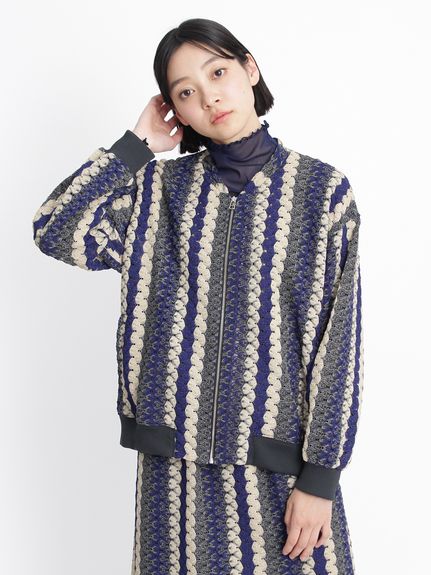 ラメバルファスレースジップアップブルゾン（ブルゾン）｜H.A.K（ハク