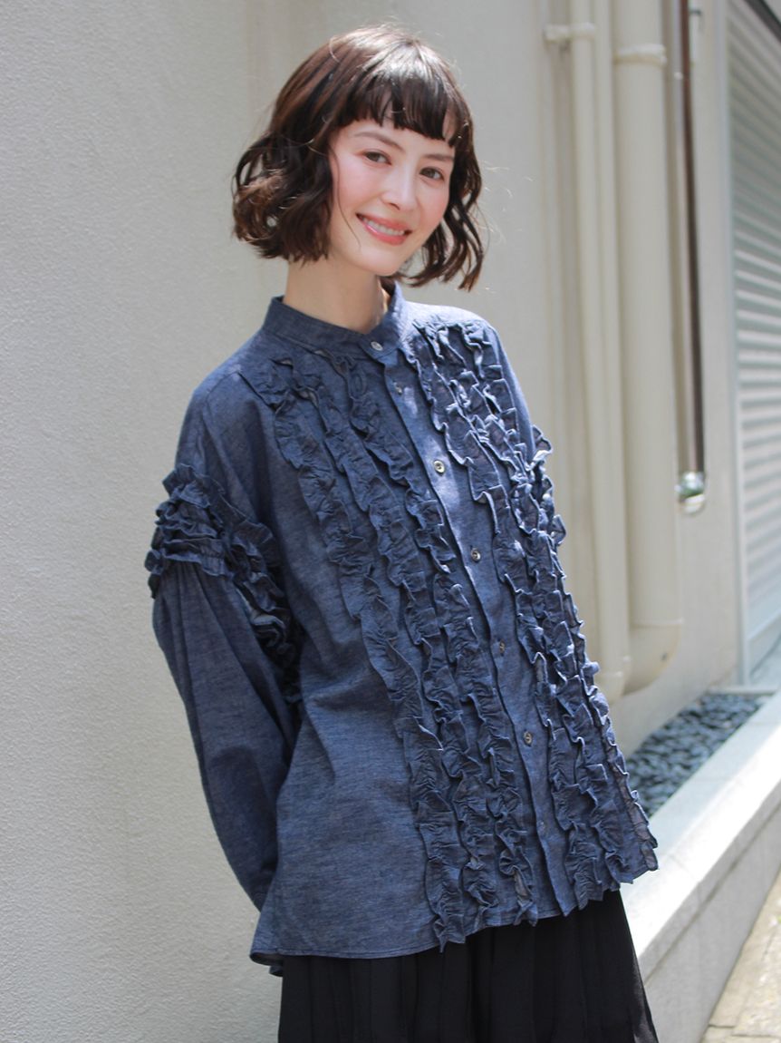 ブラッシュドツイル フリルブラウス（ブラウス）｜H.A.K（ハク