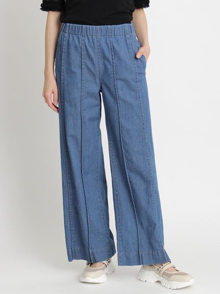 スーピマリネンラミーライトオンスストレッチデニムワイドストレート